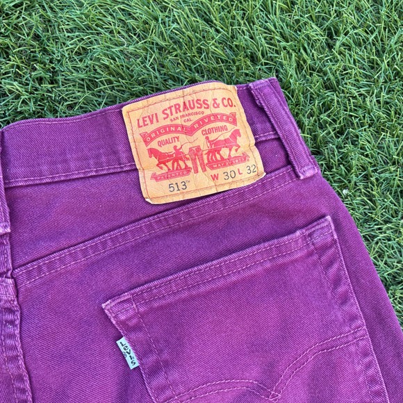 Levi's 513 White Tag 30x30 Pants Purple Cotton Stretch Jeans - Picture 3 of 11